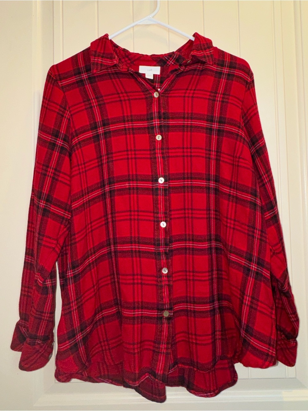 J. Jill Red & Black Plaid Button-Down Shirt